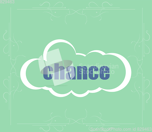 Image of Text Chance. Business concept . Abstract cloud containing words related to leadership