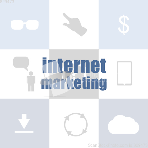 Image of Text Internet marketing. Business concept . Infographic template for presentations or information banner