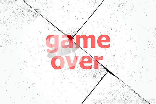 Image of Text Game over. Web design concept . Closeup of rough textured grunge background