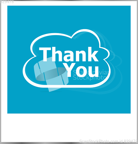 Image of photo frame with thank you word, social concept