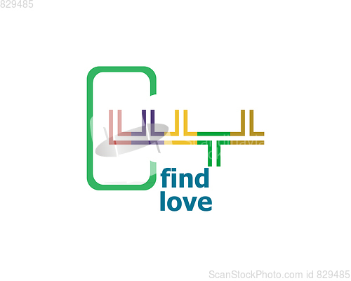 Image of Text Find love. Social concept . Abstract emblem, design concept, element for template.