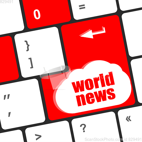 Image of words world news on computer keyboard key