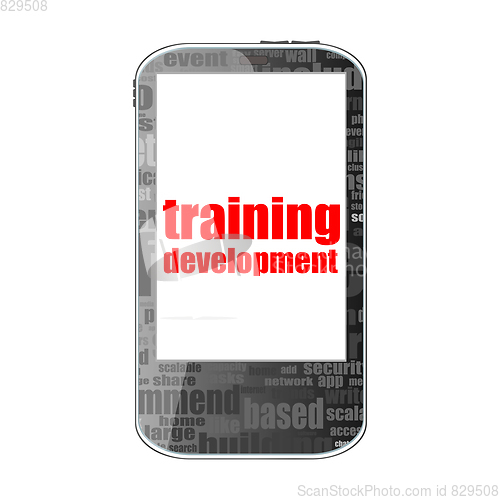 Image of Education and learn concept. Training Development. Detailed modern smartphone isolated on white