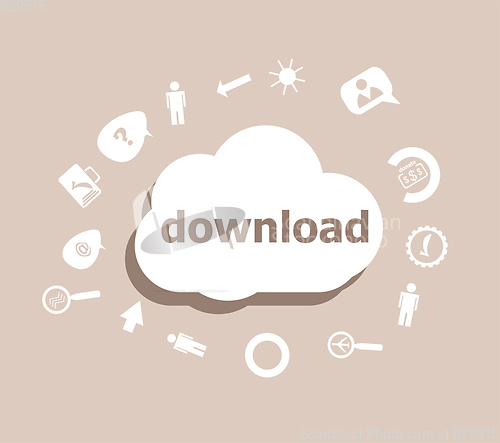 Image of Text Download. Web design concept . Icons set for cloud computing for web and app
