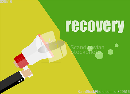 Image of Recovery. Flat design business concept Digital marketing business man holding megaphone for website and promotion banners