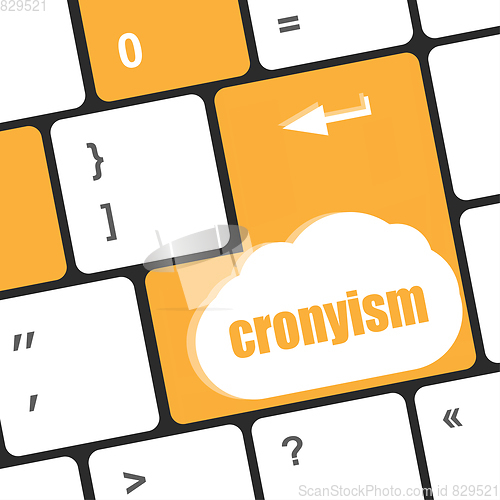 Image of cronyism on computer laptop keyboard key button