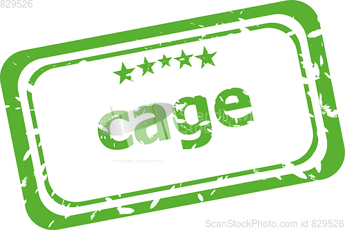 Image of cage on rubber stamp over a white background