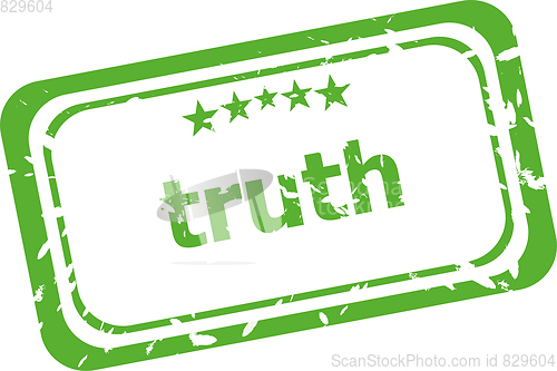 Image of stamp truth with text over white background