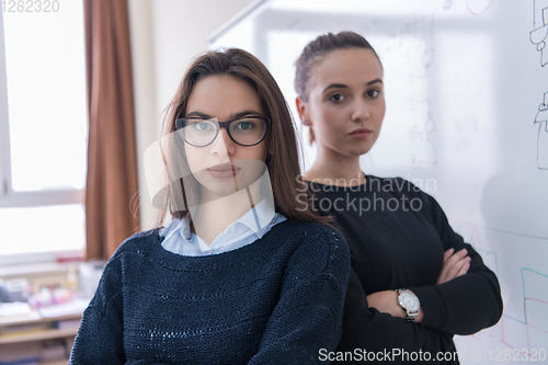 Image of portrait of two young female students