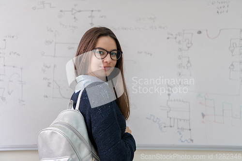 Image of portrait of a young beautiful female student