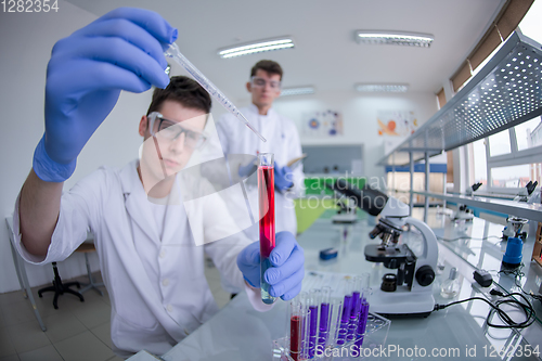 Image of Group of young medical students doing research