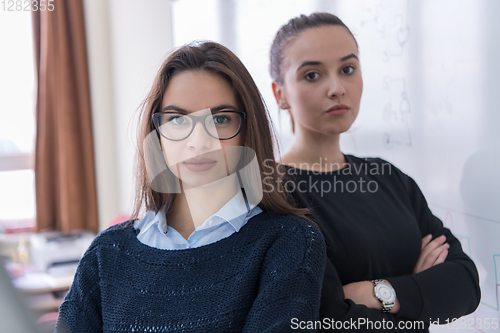 Image of portrait of two young female students