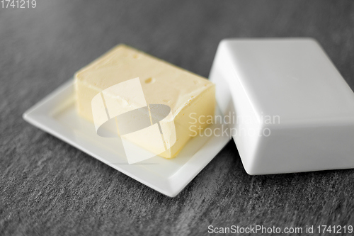 Image of close up of butter on stone table