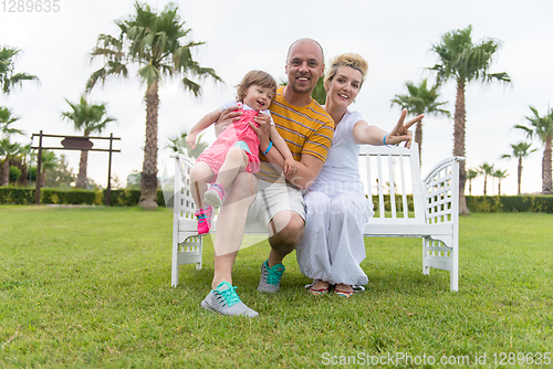 Image of portrait of young happy family