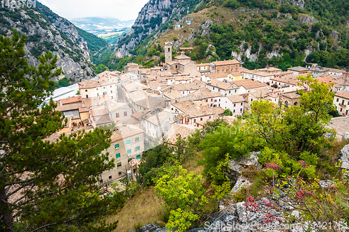 Image of small village in the mountains of the Marche Italy