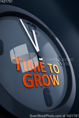 Image of clock with text time to grow