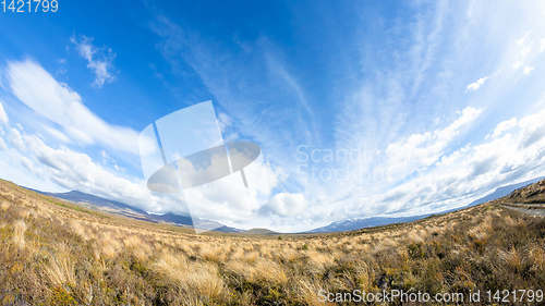 Image of Mount Ruapehu volcano in New Zealand fisheye lens