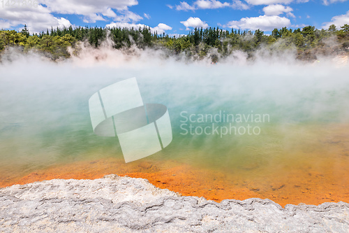 Image of hot sparkling lake in New Zealand