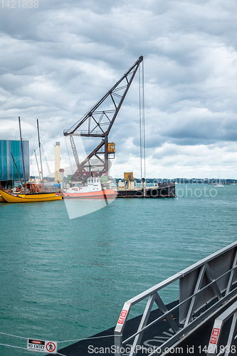Image of crane Auckland harbor