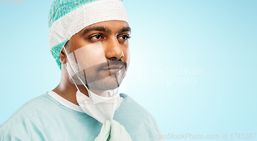 Image of face of doctor or surgeon with protective mask