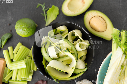 Image of close up of different green vegetables