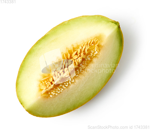Image of melon slice on white background