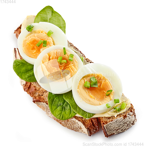 Image of sandwich with spinach and boiled egg