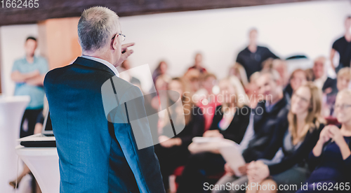 Image of Speaker at Business Conference with Public Presentations. Audience at the conference hall.