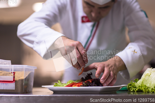 Image of chef serving vegetable salad