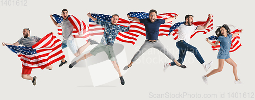 Image of Young people with the flag of United States of America