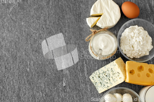 Image of milk, yogurt, eggs, cottage cheese and butter