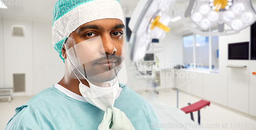 Image of face of doctor or surgeon at hospital