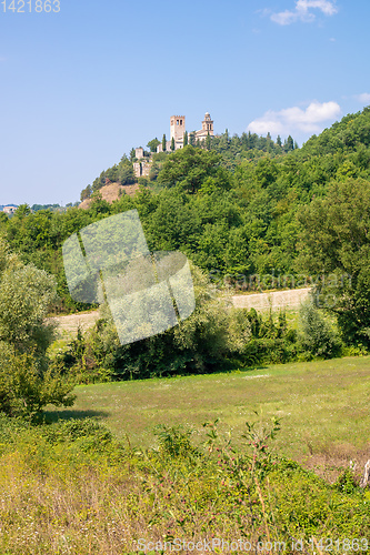 Image of historic church on a hill, Marche Italy
