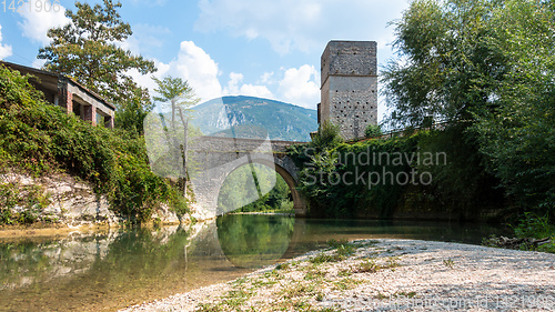 Image of old stone bridge at Frasassi Marche Italy