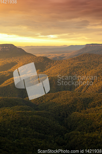 Image of the Blue Mountains Australia at sunset