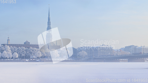 Image of Winter skyline of Latvian capital Riga Old town