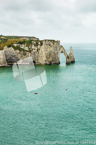 Image of Panorama of natural chalk cliffs of Etretat