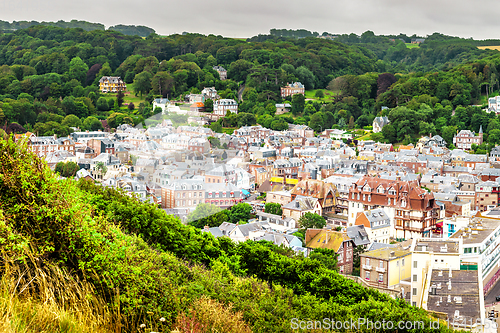 Image of Panorama of natural chalk cliffs of Etretat