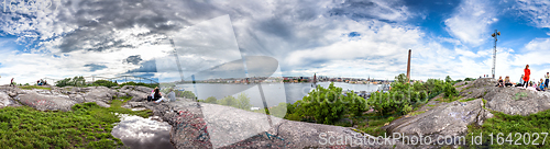 Image of Panoramic Stockholm skyline view from Skinnarviksberget rock