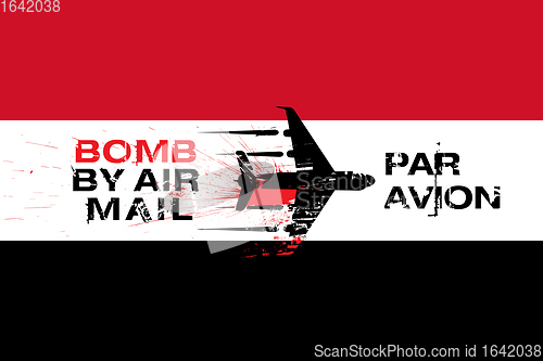 Image of Yemen flag and Bomb by air mail