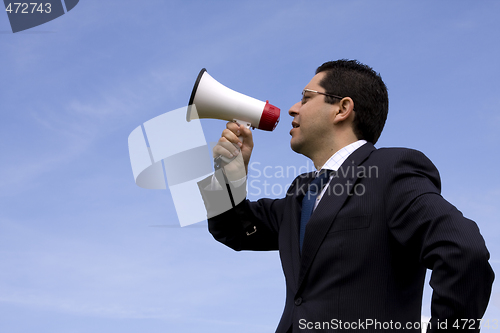 Image of Businessman speaking with a megaphone
