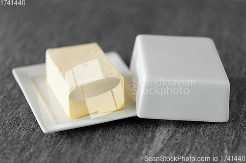 Image of close up of butter on stone table