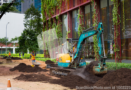 Image of Workers work in park. Singapore