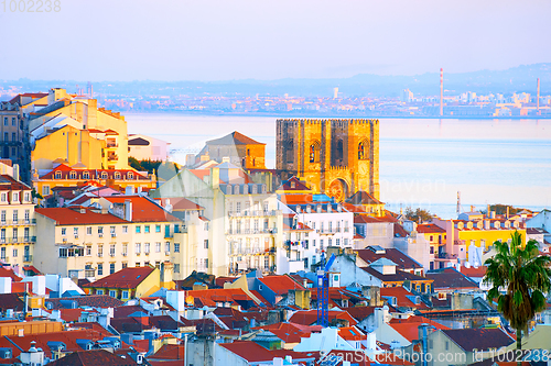 Image of  Lisbon Cathedral at sunset. Portugal