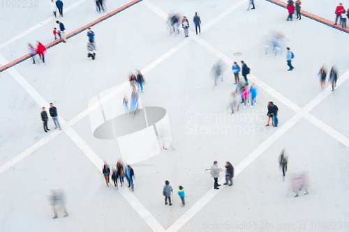 Image of People motion blur, aerial view