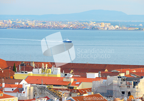 Image of Lisbon to Almada ferry. Portugal