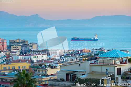 Image of Shipping tanker in Italy city