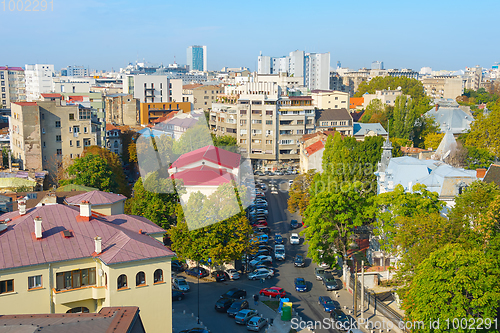 Image of Bucharest street. Aerial view. Romania