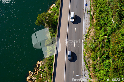 Image of Coastal road. View from above