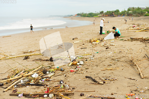 Image of Litter on the beach. Bali